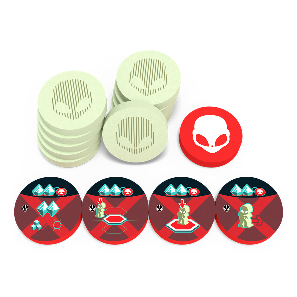 On Mars - Alien Invasion - Wooden Alien Token