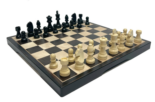 WWI - Chess Set: 15" Ebonized Wood Folding
