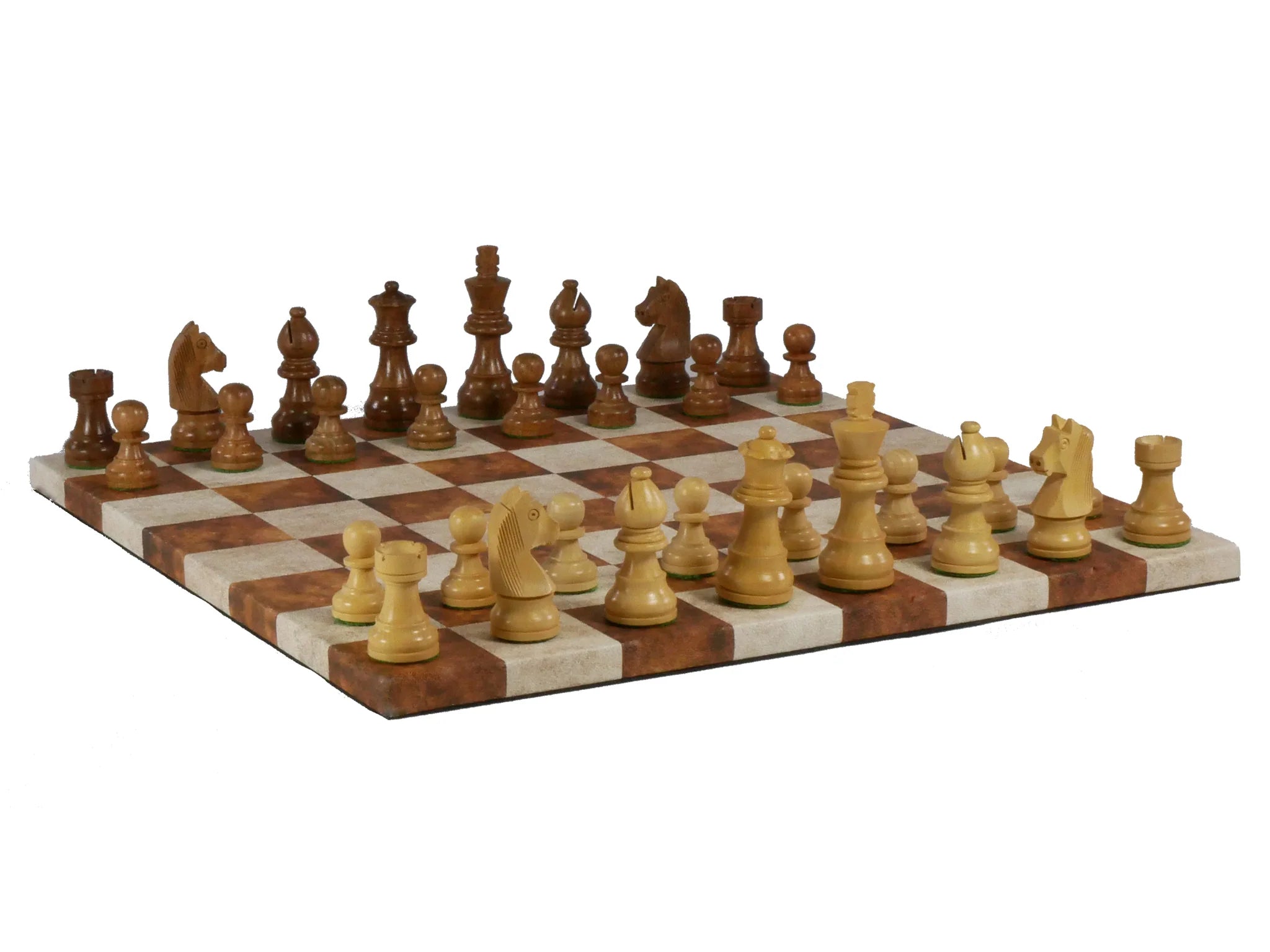 WWI - Chess Set: Sheesham/Boxwood Men on Caramel/Cream Board